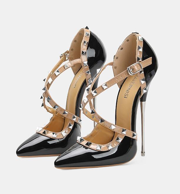 

16см Экстремальный Металл Высокие Каблуки Стилетто Сексуальная Лакированная Кожа Женские Туфли Фетиш Модель Мужские Унисекс Обувь На Заказ 46