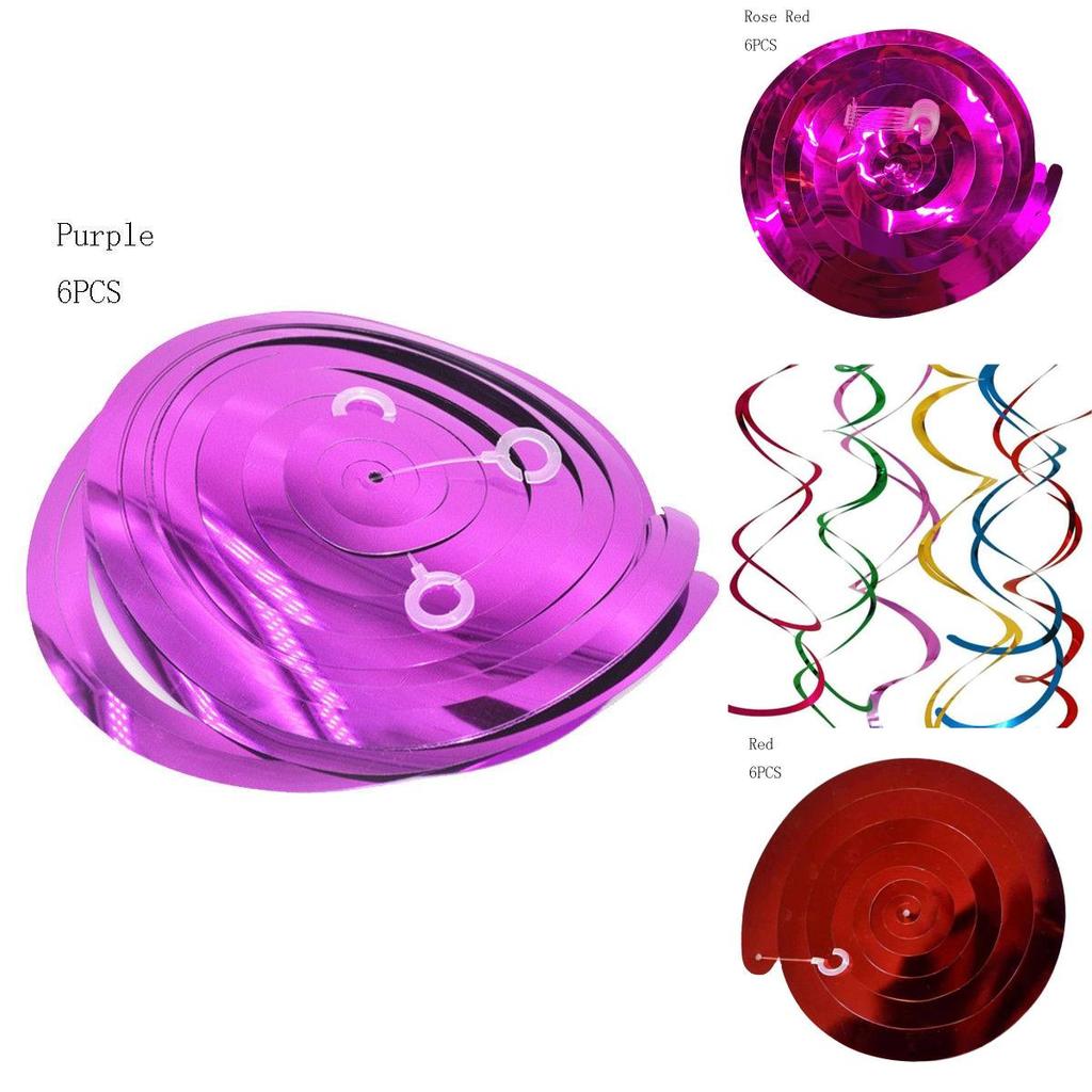 Colorful 6pcs Multicolor Hanging Spiral Swirls Perfect For Birthday And Wedding Party Decor
