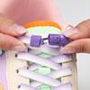 1Pair Lock No Tie Shoe Laces Elastic Laces Sneakers Colorful Metal Buckle Shoelaces Without Ties Gradient Flat Shoelace