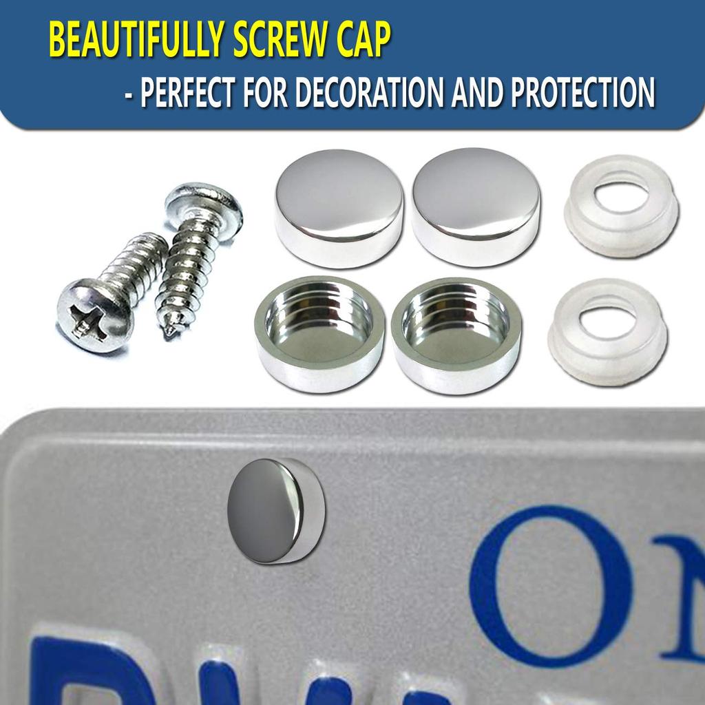 Stainless Steel License Plate Screws-Rust Proof Car Tag Bolts For Fastening Front Or Rear License Plate Frames With Screw Black Caps (M6