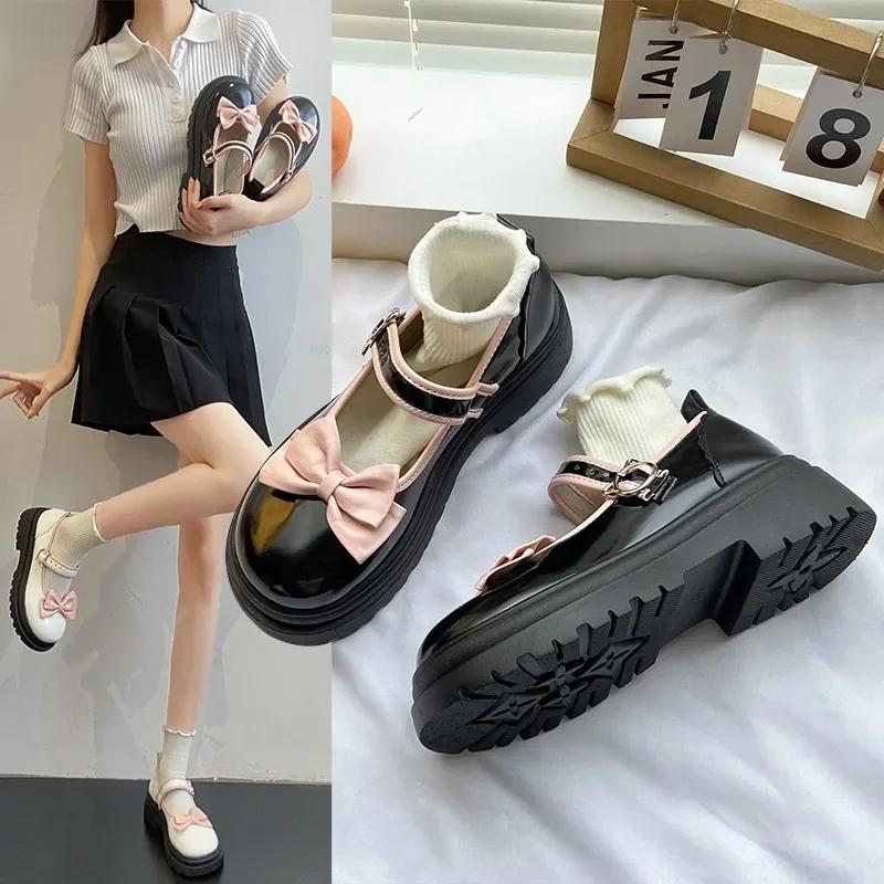 Fashion Women's Shoes Bows Lolita Shoes Kawaii Mary Jane Women Japanese Style Vintage 2025 High Heel Platform College Student Shoes