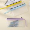 High-Value Transparent Frosted Pencil Case - Large Capacity Japanese & Korean Style Stationery Bag, Portable Ticket Storage, Logo Printable