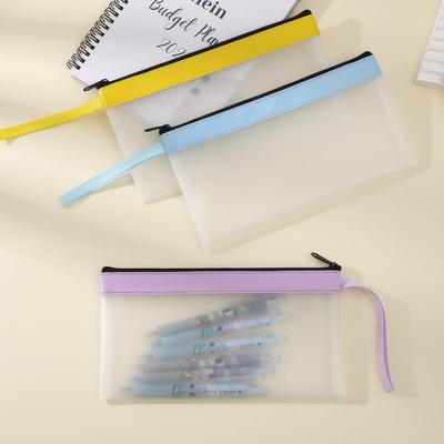 High-Value Transparent Frosted Pencil Case - Large Capacity Japanese & Korean Style Stationery Bag, Portable Ticket Storage, Logo Printable