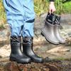 Rain Shoes Men's Short Tube Waterproof Shoes Non-slip Fishing Overshoes Velvet Water Boots Cotton Cover Silicone Shoes Medium Tube Rain Boots Men