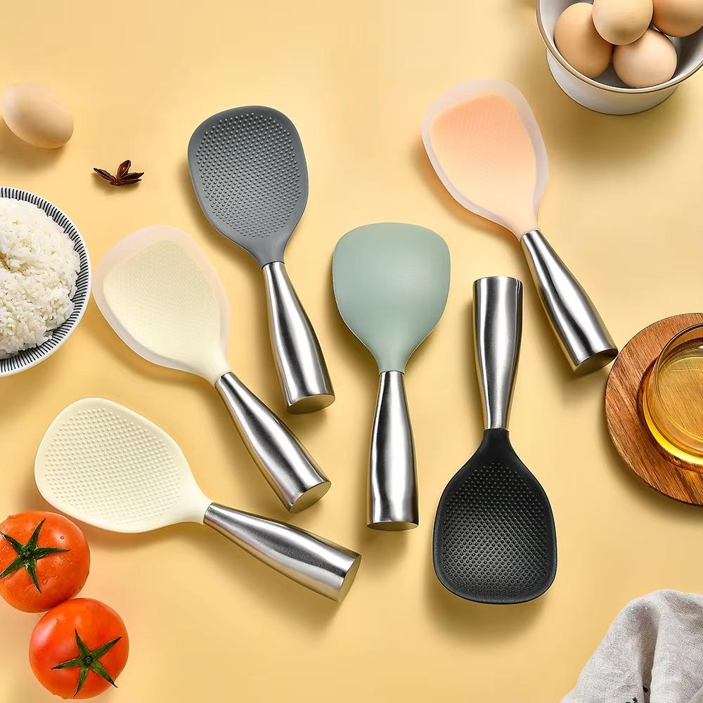 Non-stick Rice Scoop Stainless Steel Handle Rice Paddle Multipurpose Serving Spoons  Home