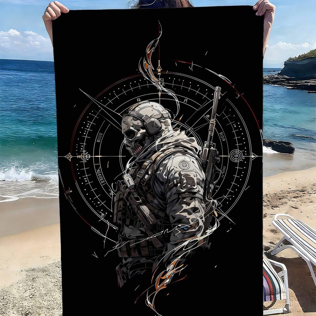 Tactical style special forces pattern polyester microfiber beach towel is highly absorbent, suitable swimming and beach outings