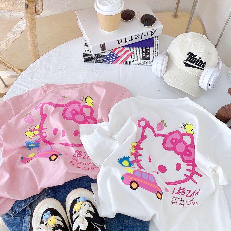 Girls Cartoon Print Cotton T-Shirt - Summer Short Sleeve for Toddlers & Kids 140cm