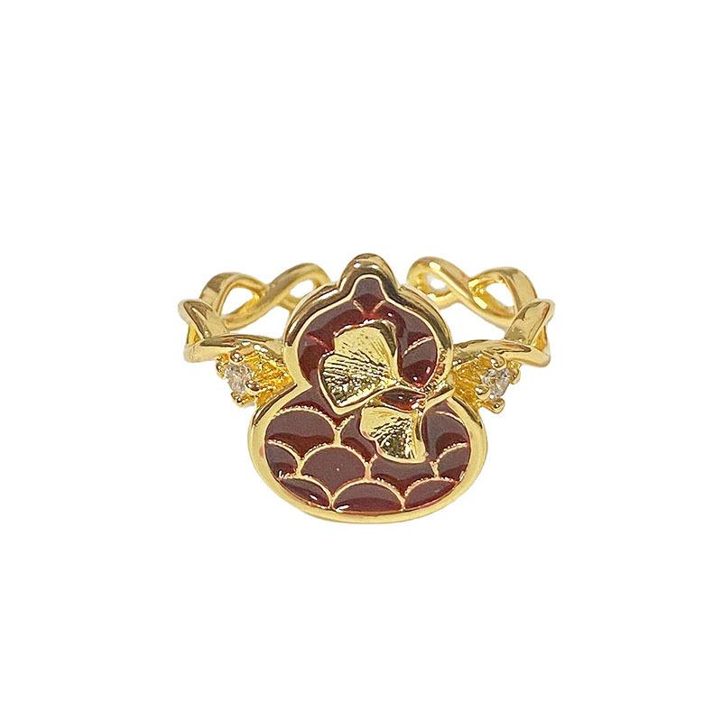 New Chinese Enamel Oil Pattern Ring Light Luxury High Sense Internet Celebrity Foreign Style Versatile Ring
