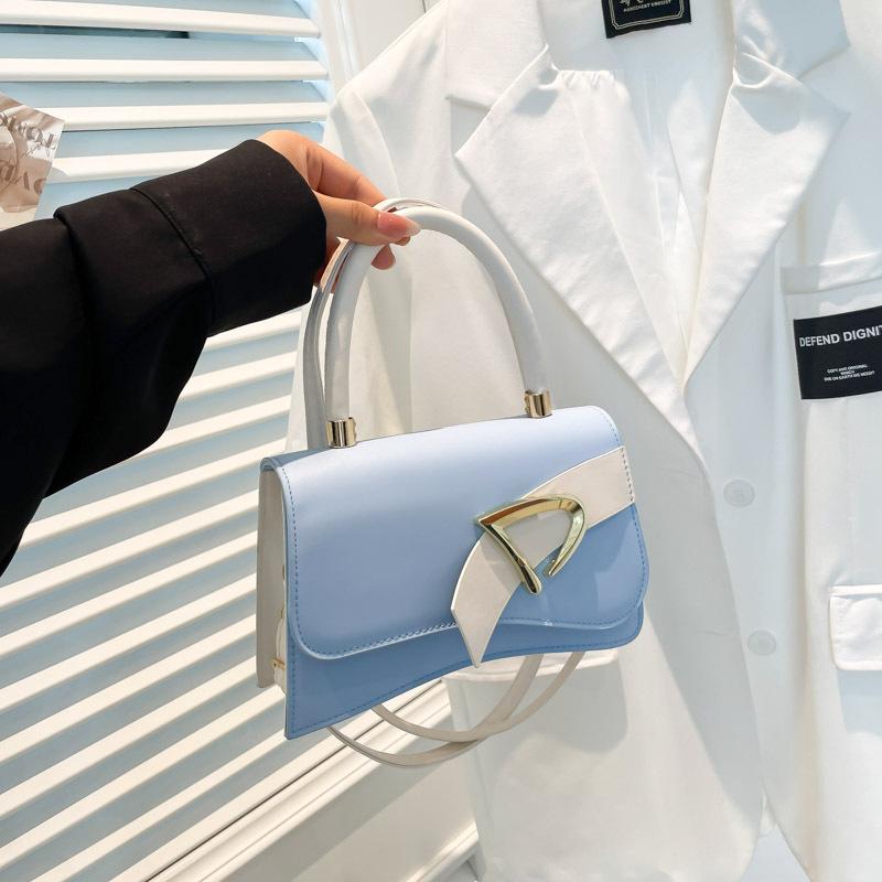Trendy small square bag niche design personalized foreign style contrast color 2025 summer new simple women's bag oblique span handbag