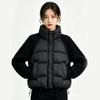 Simple style fake two-piece cotton-padded coat women's twist knitted sleeves stand-up collar short winter coat direct supply