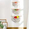 3 Pack 3 Tier INS Macrame Hanging Baskets Handmade Woven Wall Bag Kitchen Wall Mount Fruit Storage Household Food Organizer Rack