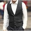 Autumn New Men's British Retro Herringbone Slim Suit Vest Wool Casual Horse Clip Men