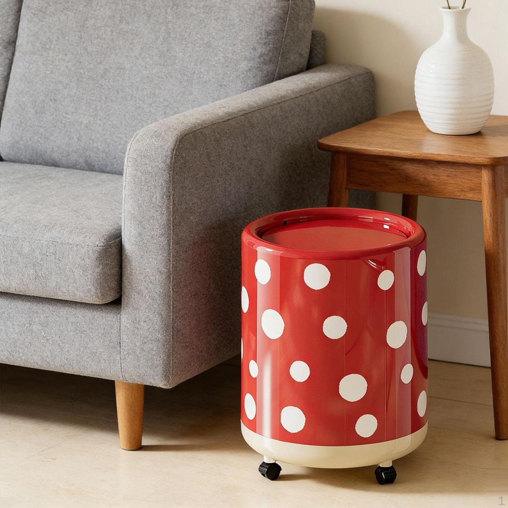 Trash Can with Wheels Garbage Bin Household Versatile Creative Dustbin Wastebasket for Bedroom