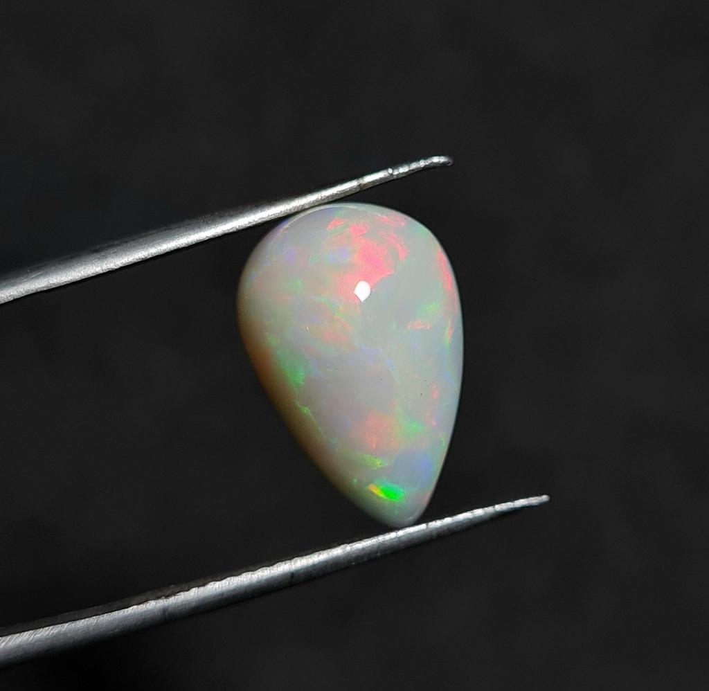 Ring Size Pear Shape 4.25 Carat Natural Opaque Ethiopian Opal Cabochon Gemstone 15x10x6 MM Size