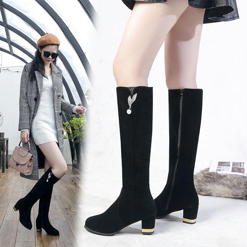 Footwear High Heels Shoes for Women Tassel Long Rhinestone Ladies Boots Winter Knee Shaft Elegant Heeled Sale Spring 2024 Hot Pu