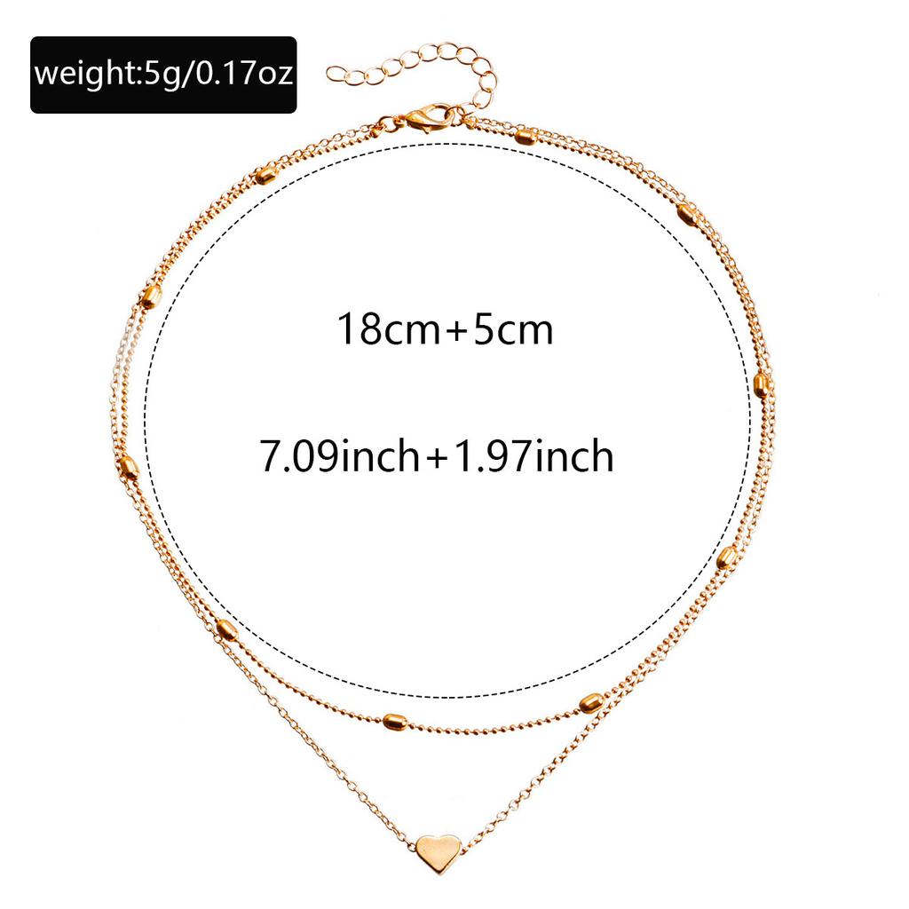 European and American Jewelry, Simple Love Multi-layer Collarbone Chain, Personalized Fashion and Versatile Temperament Peach Heart Necklace Women