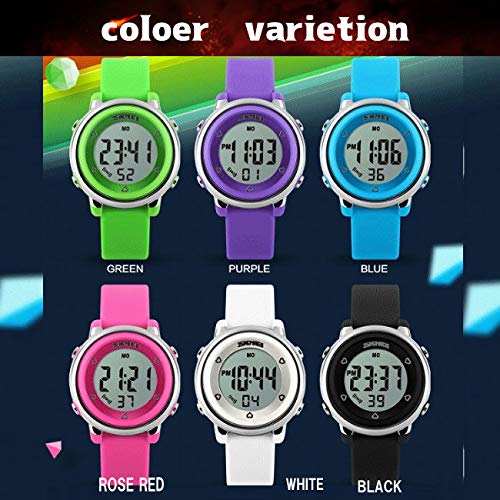 GAWZ JAPAN Kids' & Women's Round Digital Watch with Silicone Band, Perfect for Elementary School Students (Time Pre-Setting, Inspected in Japan), Wate