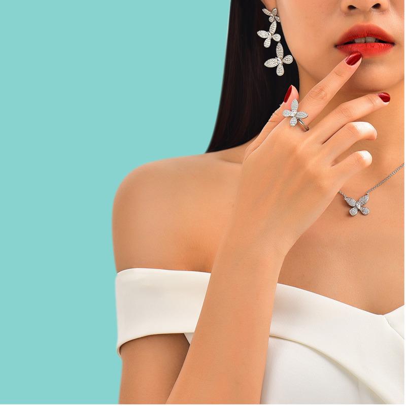 Gica Gema New Jewelry S925 Sterling Silver Butterfly Shape Fashionable Flower Smart Long EarringsFor Women Fine High Grade Jewelry Gift