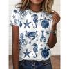 Summer Round Neck Cute Animal Pattern 3D Print Top Fashionable Casual Short Sleeved Women's T-shirts