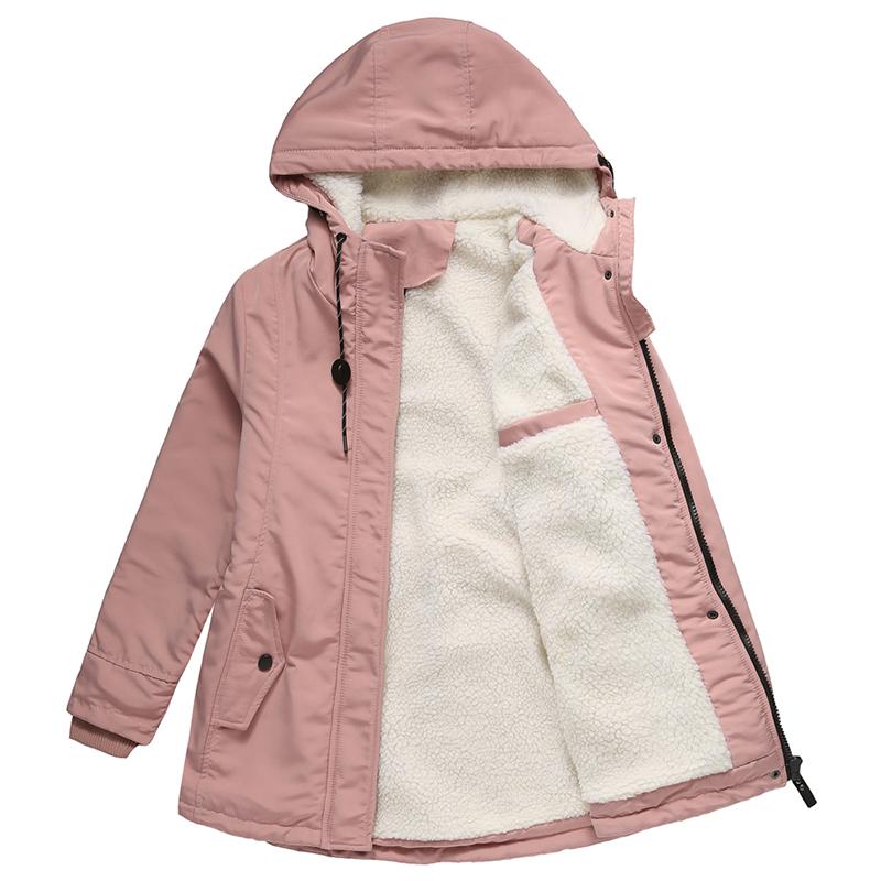 

Женские парки, пальто BRIGH DEER, с капюшоном, застегивающимся на молнию, с завязкой на талии, большой размер, теплое пальто, зимняя верхняя одежда XL розовый