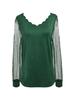 European Style V-Neck Long Sleeve Mesh T-Shirt