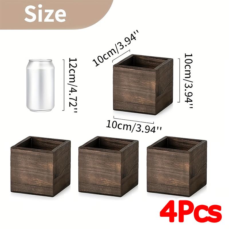 1/2/4 Stück Kleine Haus Blumenbox Tisch Stifthalter Böhmischer Holzpflanzkübel Hochzeit Quadratisch Rustikal Garten