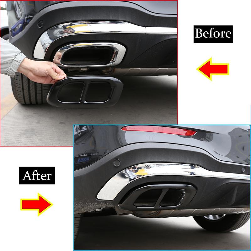 Tail Throat Exhaust Muffler Pipe Cover Stainless Steel Car Accessories For Mercedes-Benz GLC GLE GLS W167 X253 X167 2020-2022