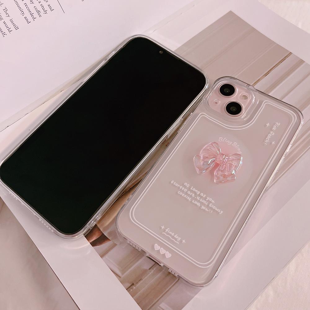 Bow-shaped IPhone 17 Case, Apple 16 Pro Max 3D Crystal Silicone Full-coverage Protective Case