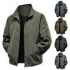 Men's Casual Loose Thin Stand-up Collar Jacket, Men's Waterproof And Windproof Zipper Solid Color Coat