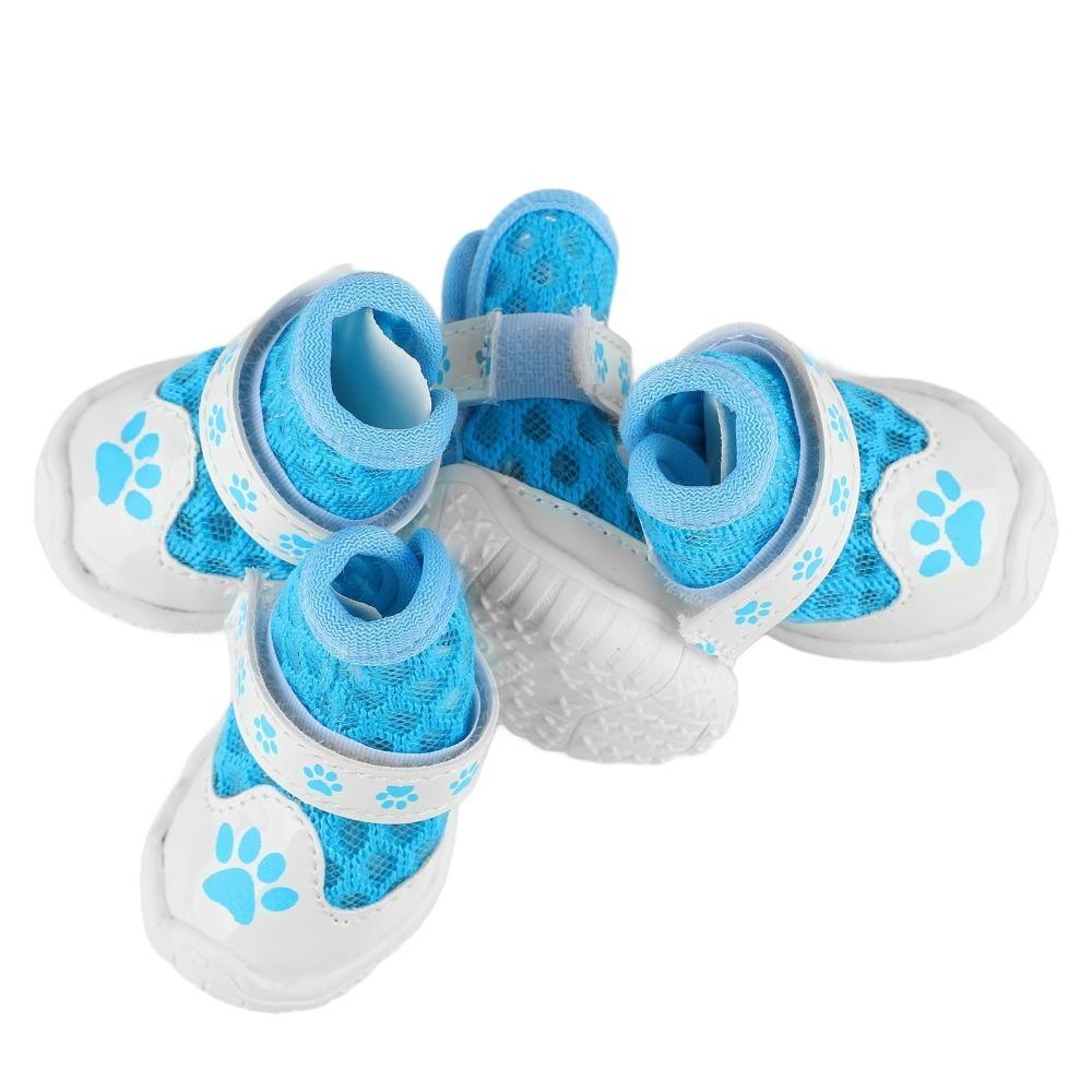 4pcs Skid Tough Sole Breathable Pet Shoes Summer Puppy Footwear  Summer Outside Travel