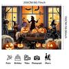 1 piece of Halloween photo background banner - Spirit witch, pumpkin and haunted house scenezyc
