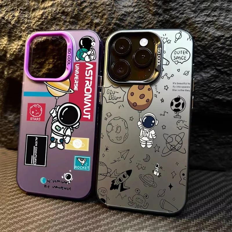 Cartoon Astronaut Design TPU Basic Case for iPhone 17 Air 16 Pro 15 14 13 12 11 Pro Max XS X XR 7 8 Plus Matte Hard Back Cover