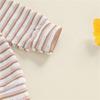 Toddler Baby Boys Girls Fall Waffled Clothes Stripe Long Sleeve Round Neck Pullover Elastic Waist Long Pants 2Pcs Outfit