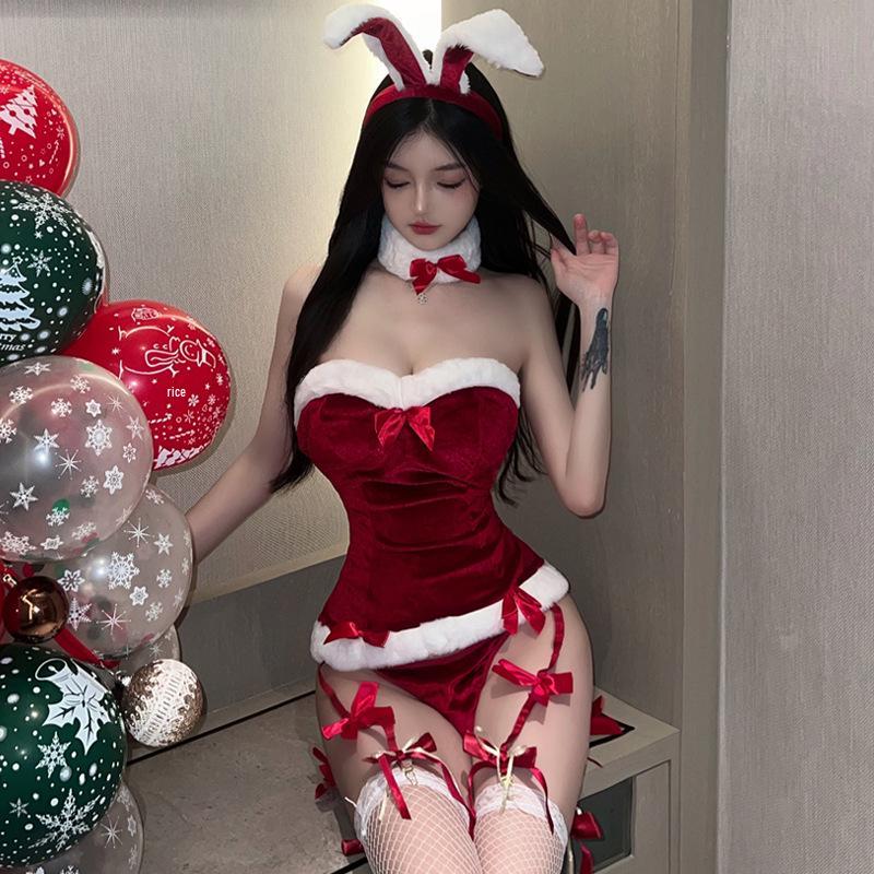 Sexy Women's Christmas Bunny Role Play Lingerie Set - Sensual Nightwear for Passionate Evenings