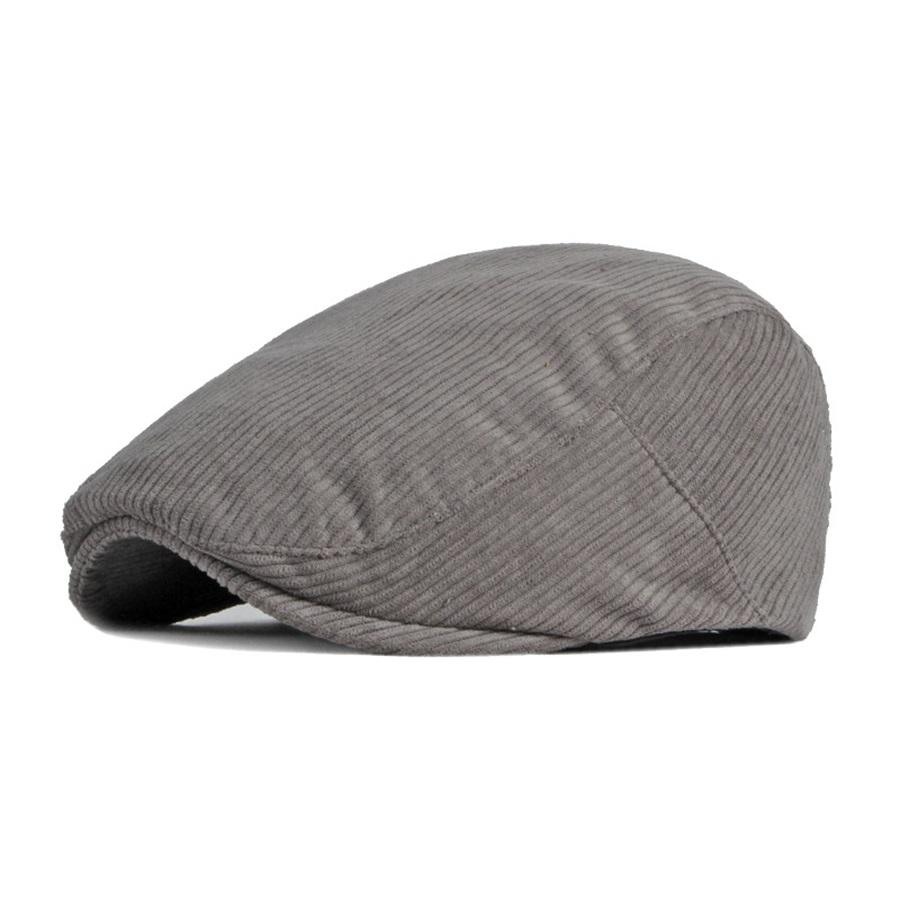 Fall Winter Duck Tongue  Beret Hat for Men Daddy Solid Corduroy Painter Adjustable Forward Hats For Dad  Visors Newsboy Caps