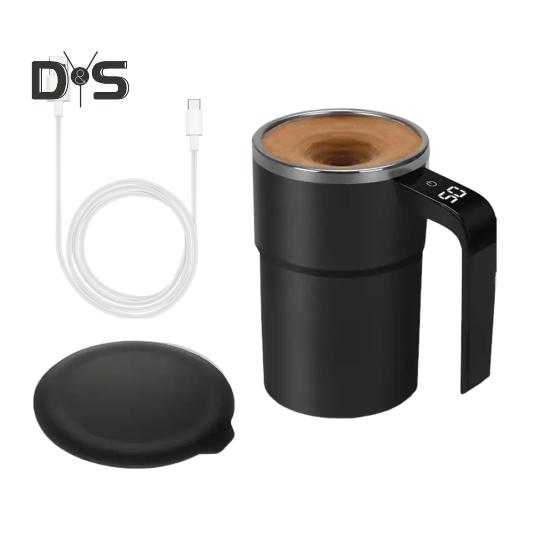 

Самостоятельное перемешивание кружка для кофе Автоматическая магнитная мешалка кружка для кофе с ЖК-дисплеем Вращающаяся металлическая чашка для смешивания для офиса и дома чёрный