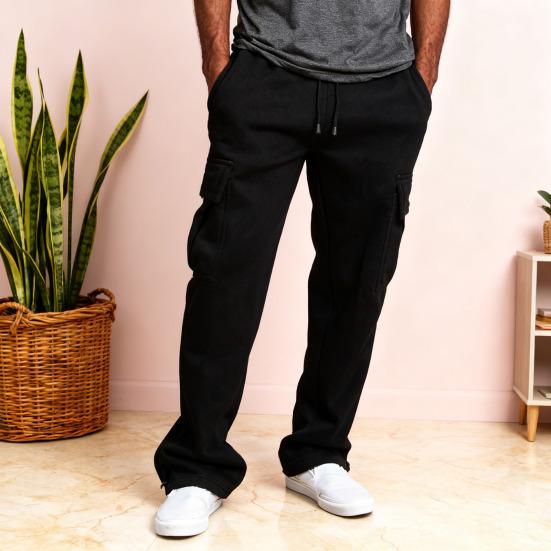 Men Cargo Pants Elastic Waist Adjustable Drawstring Casual Overalls with Multi