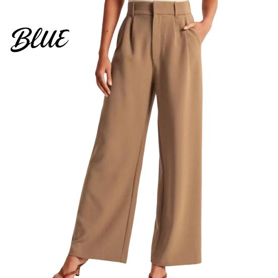 Commuting Outfit Women Suit Pants Button Zipper Fly Solid Color Trousers Pocket Decoration with Pockets