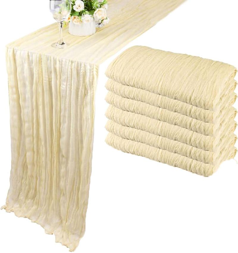 5 Stück Käsetuch Tischläufer, Rustikaler Läufer Gaze Boho Hochzeitsdeko Romantischer Tischläufer für Hochzeits- Geburtstagsfeier Dekoration