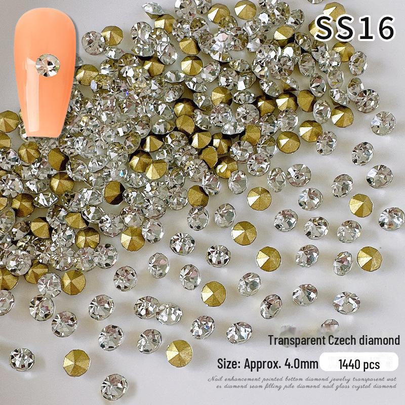 

1440 чешских стразов Super Flash с белым бриллиантовым острием для украшения ногтей.