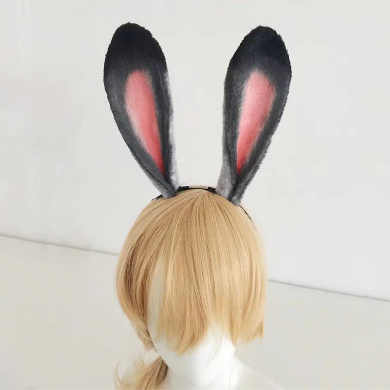 Simulation animal ear hair accessories party comic show dress up rabbit ears headdress plush rabbit police officer rabbit ear headband decoration