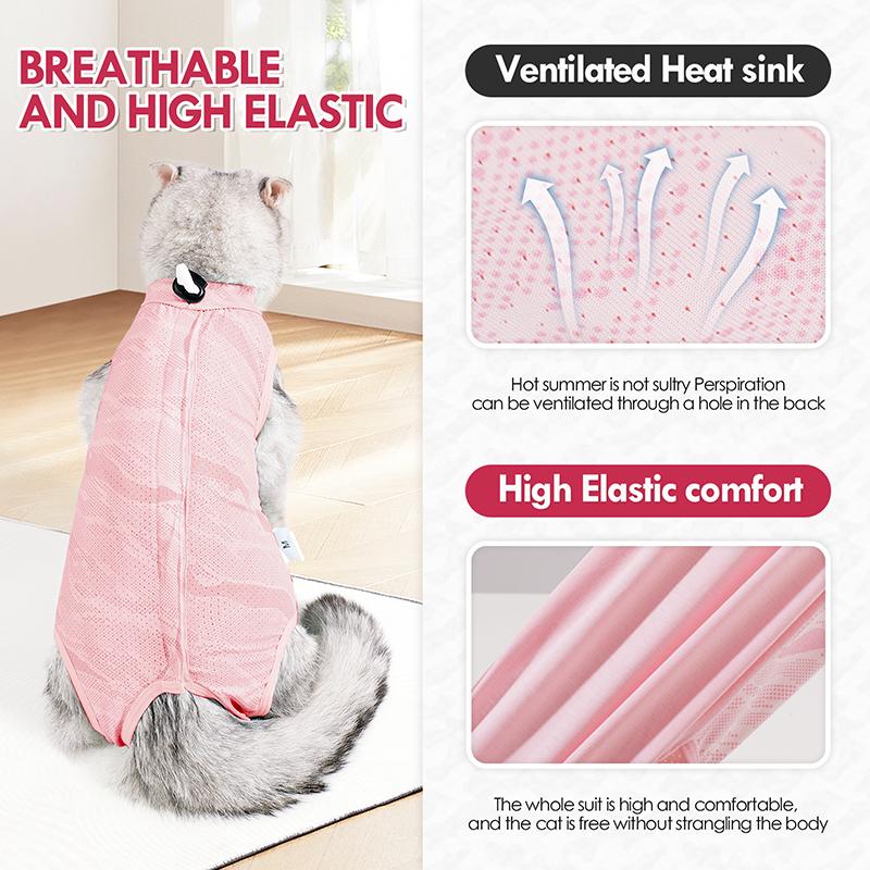 Breathable Soft Nylon Cat Recovery Suit Highly Elastic Ice Silk Anti-licking Adjustable Kitten Surgical Vest Cosas Para Gatos