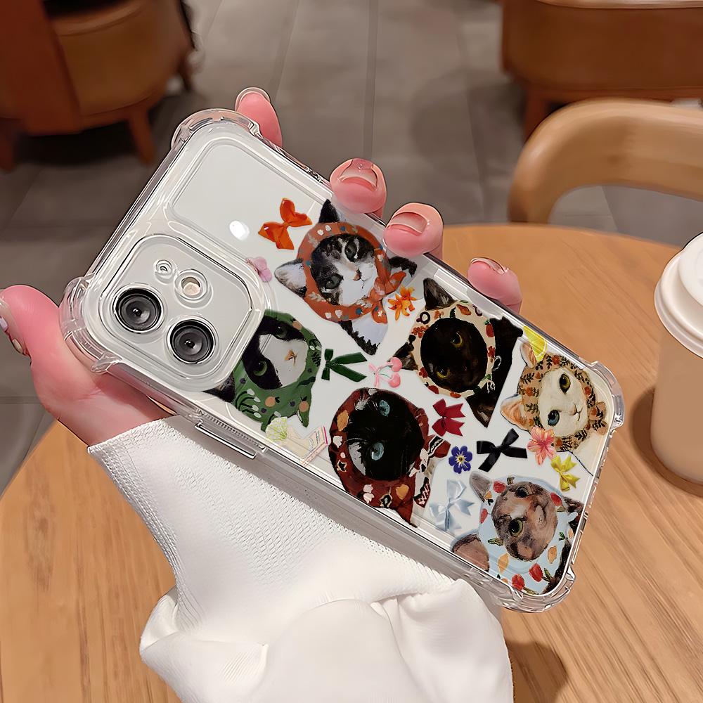 Colorful Cat Design Phone Case For Samsung Galaxy S25 S24 S23 S22 S21 S20 Note20 Edge FE Ultra Plus 4G 5G Anti Fall Clear Cover