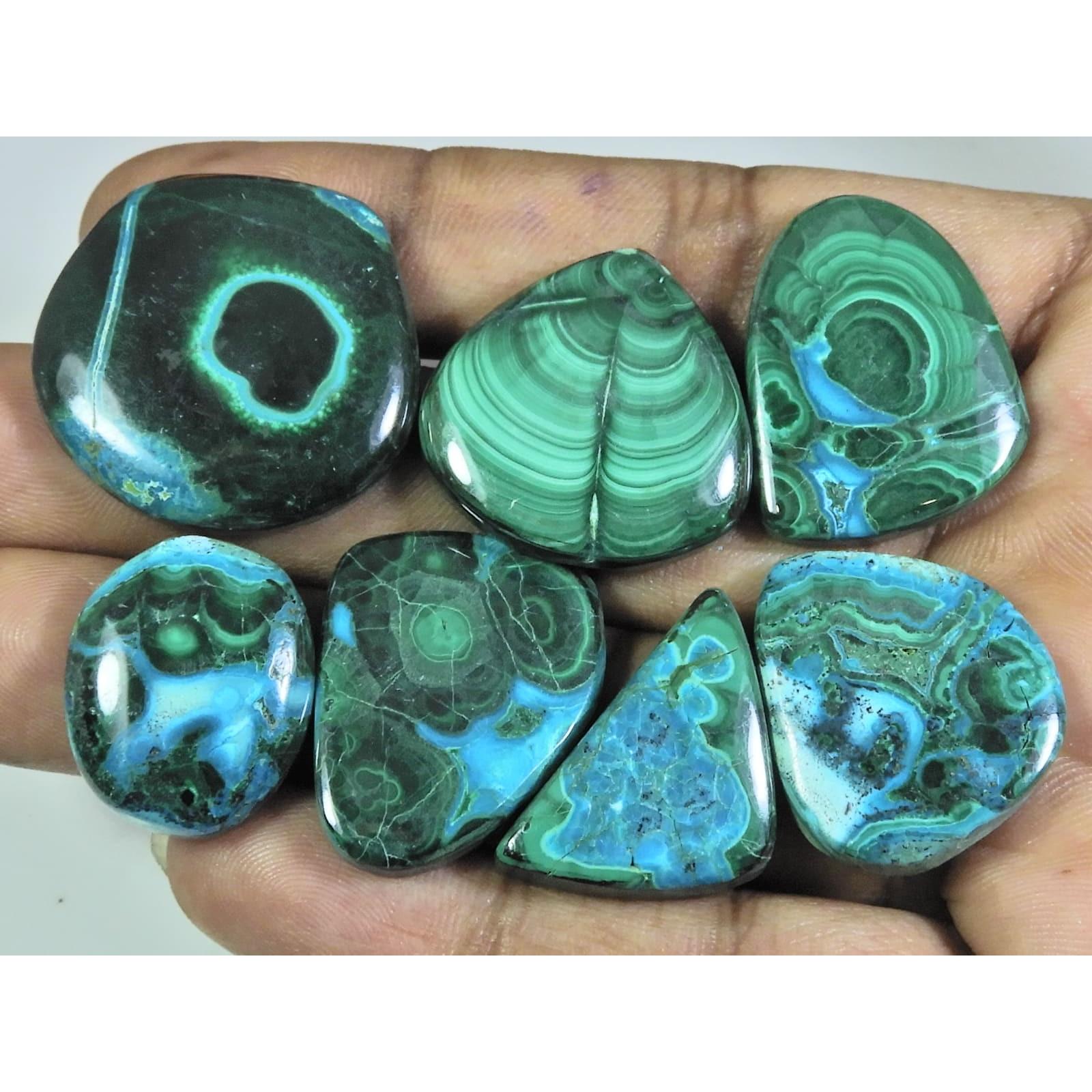 

21 - 26 мм Натуральный хризоколла малахит Фантазийный кабошон Драгоценный камень 07 шт. Лот C-71