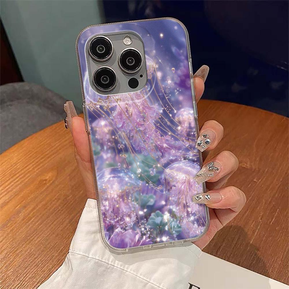 Phone Case For iPhone 17 17Air 15 14 13 12 11 16 Pro Max 15 Plus Purple Smudged jellyfish good-looking Anti-fall Cover Funda
