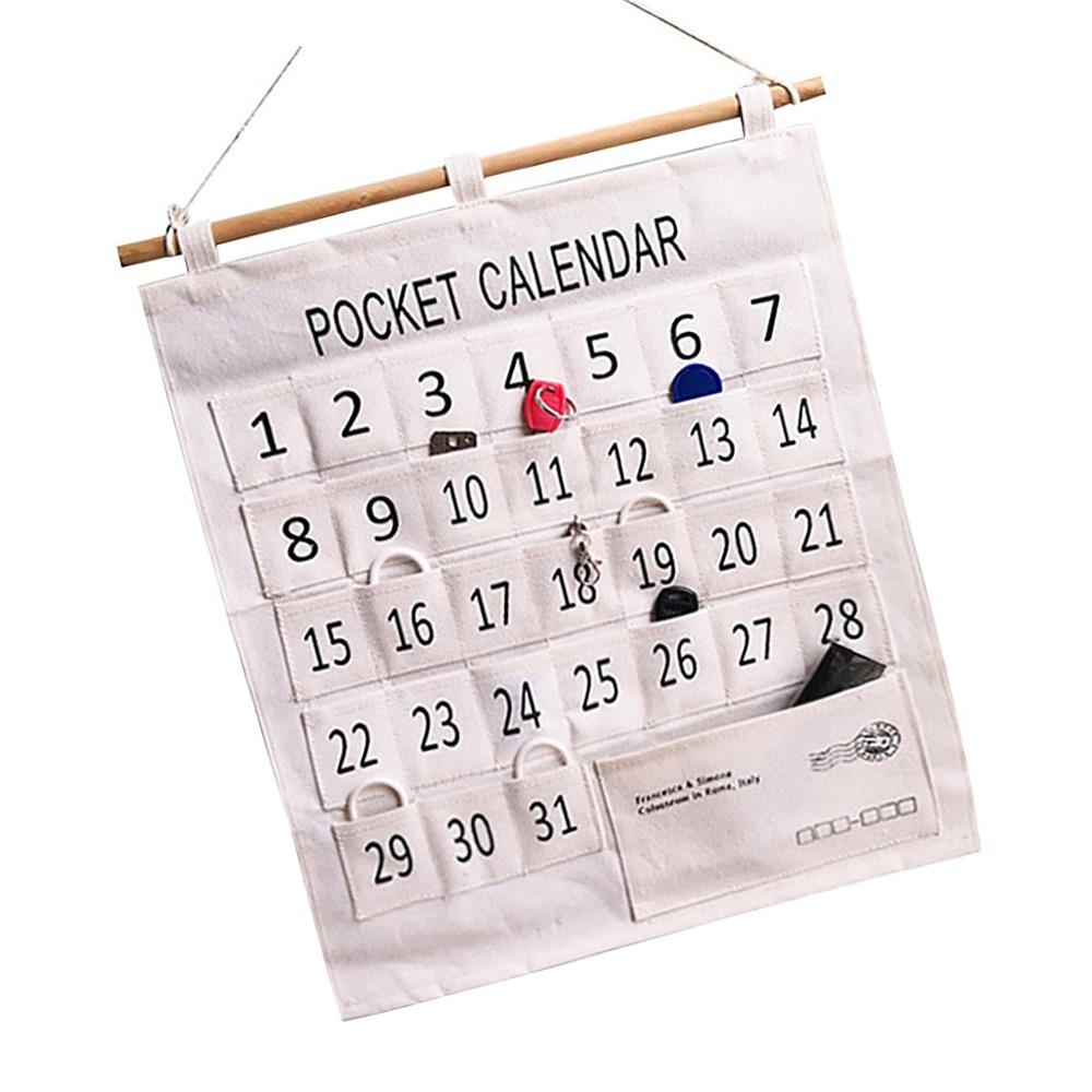 Cotton and Linen Material Pocket Chart Organizer Large Size Wall Hanging Organizer  For Bedroom