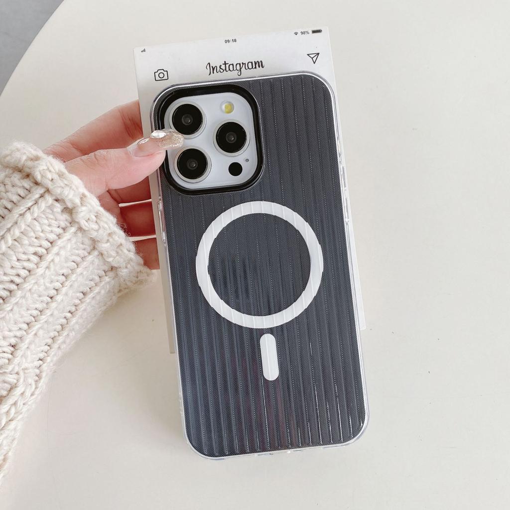 Magnetic stripe 2-in-1 suitable for iPhone17Pro max Apple 16 mobile phone case 15/14 simple candy color