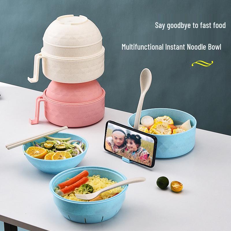 Microwavable Instant Noodle Bowl with Lid for Students