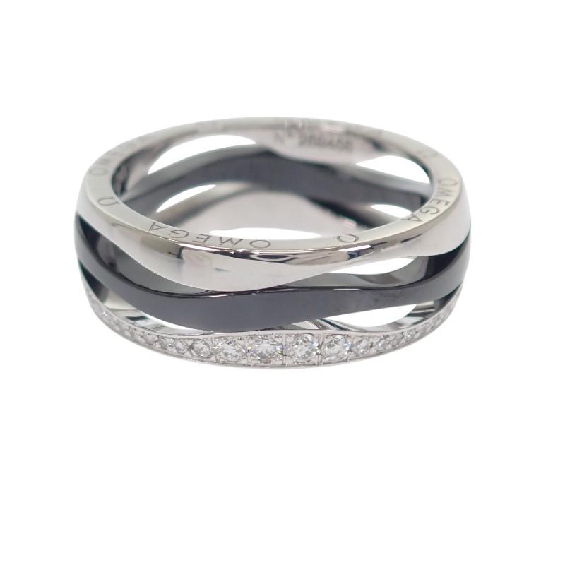 Omega R604CL01001 #10(JP Boyutu) yüzük siyah K18 beyaz altın/seramik Kadın