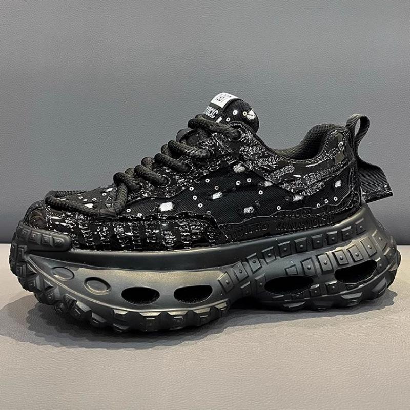 Canvas Breathable Casual Shoes Thick-soled Dad Shoes Versatile Low-top Fashionable Personality Versatile Men's Shoes
